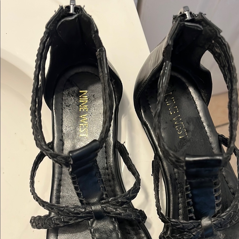 Nine West Black Strappy Heels
